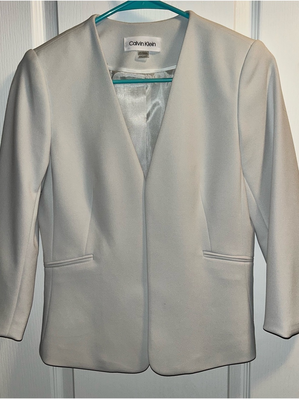 Calvin Klein Women's Ivory Open-Front Blazer